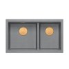 QUADRON | LOGAN 120 | granitowy zlewozmywak kuchenny SILVER STONE + MIEDŹ PVD | wymiar: 76 x 45 x 23,5 cm | 2-komorowy wpuszczany | podbudowa szafki od: 80 cm HQL7645U5PVDC1I